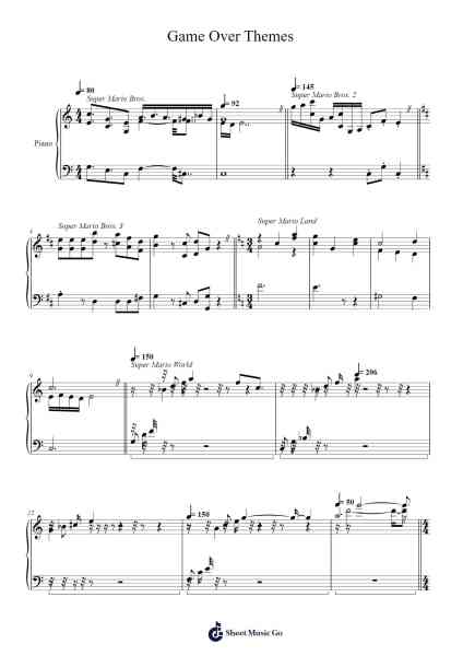 Game Over Themes Sheet Music by Nintendo-Arr.Dobing