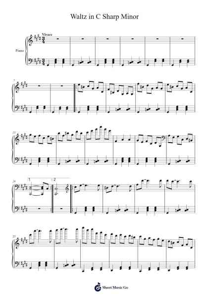 Waltz in C Sharp Minor Sheet Music by undefined-Arr.Peay