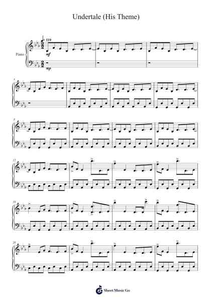 Undertale (His Theme) Sheet Music by Toby Fox-Arr.Swinthea