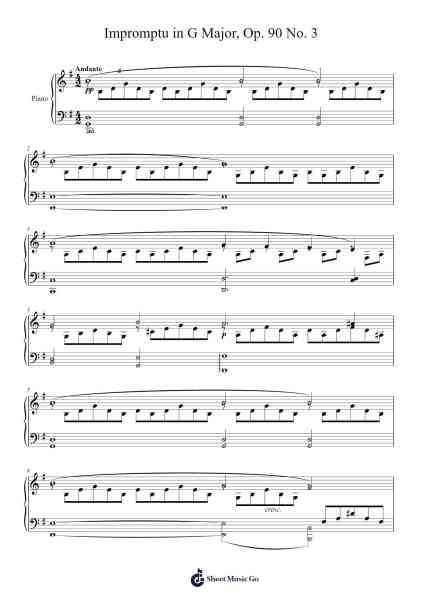 Impromptu in G Major, Op. 90 No. 3 Sheet Music by Franz Schubert-Arr.Greenlew