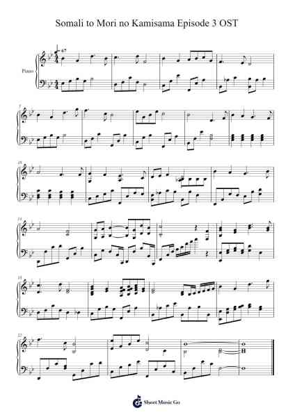 Somali to Mori no Kamisama Episode 3 OST Sheet Music by Ryo Yoshimata-Arr.Graycie Scob