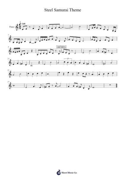 Steel Samurai Theme Sheet Music by undefined-Arr.Blychel
