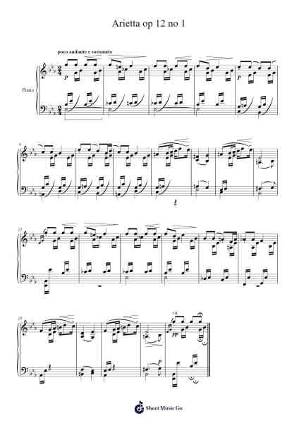 Arietta op 12 no 1 Sheet Music by Edvard Grieg-Arr.Humeleen Bachnat