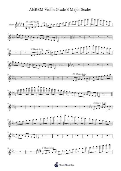 ABRSM Violin Grade 8 Major Scales Sheet Music by undefined-Arr.Bisay