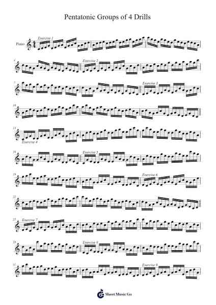 Pentatonic Groups of 4 Drills Sheet Music by Virlouis-Arr.Leiflance Bessvian