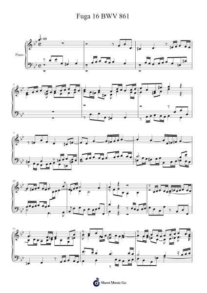 Fuga 16 in G Minor, BWV 861 Sheet Music by Johann Sebastian Bach-Arr.Minmeg Bobfax