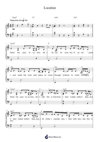 Location Sheet Music by Khalid-Arr.Humelon Lenrl