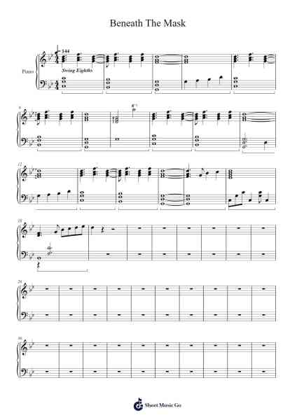 Beneath The Mask Sheet Music by Shoji Meguro-Arr.Deyale