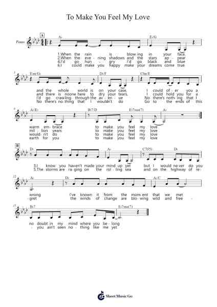 To Make You Feel My Love Sheet Music by Bob Dylan-Arr.Calthel Chafra