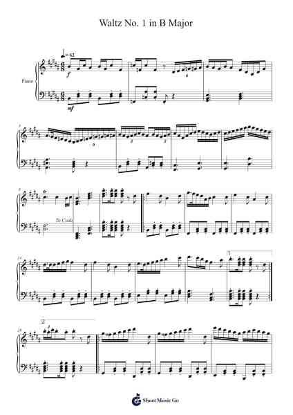 Waltz No. 1 in B Major Sheet Music by Me-Arr.Peing