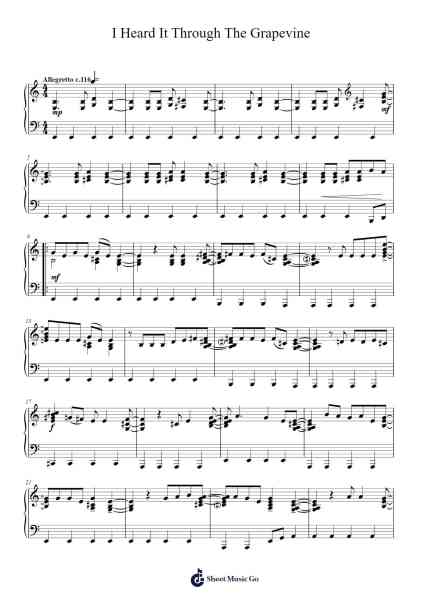 I Heard It Through The Grapevine Sheet Music by Marvin Gaye-Arr.Leeles Stoweser