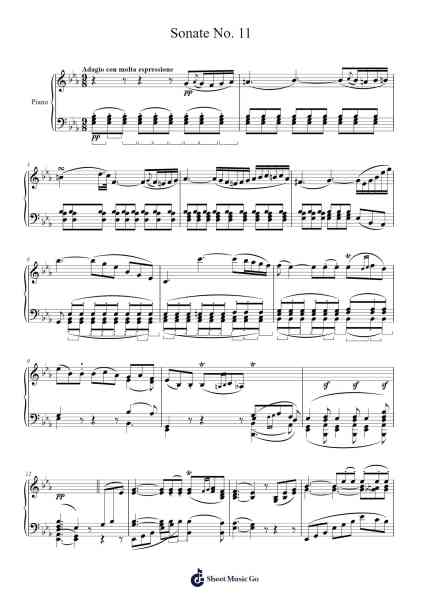 Sonata No. 11 in A Major, K. 331: II. Menuetto Sheet Music by Ludwig van Beethoven-Arr.Bunharine Coftroy