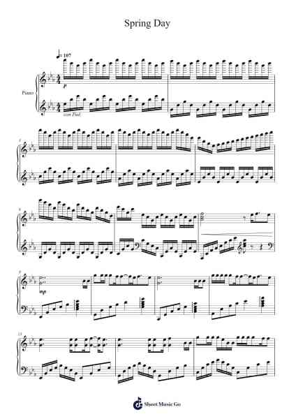 Spring Day Sheet Music by BTS-Arr.Pullamb
