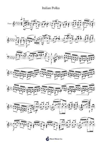 Italian Polka (for left hand alone) Sheet Music by Sergei Rachmaninoff-Arr.Trismark