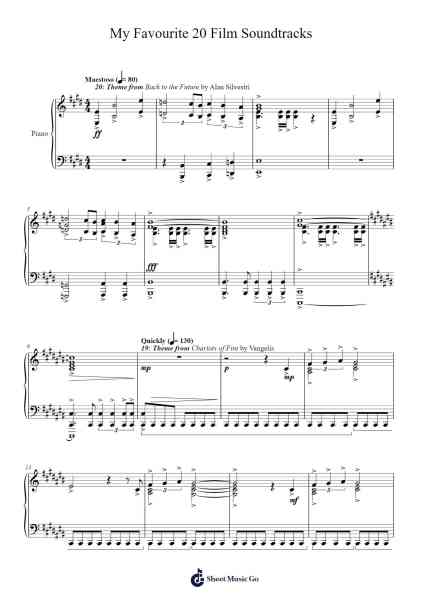 My Favourite 20 Film Soundtracks Sheet Music by John Williams/Hans Zimmer/Howard Shore/Elmer Bernstein/Klaus Badelt/John Powell/Danny Elfman/Monty Norman/Vangelis/Alan Silvestri-Arr.Gosnix