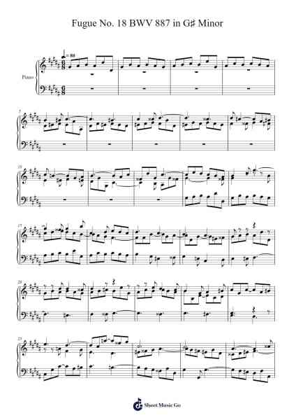 Fugue No. 18 in G♯ Minor, BWV 887 Sheet Music by Johann Sebastian Bach-Arr.Taykin Wertor