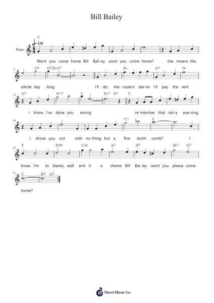 Bill Bailey Sheet Music by Hughie Cannon-Arr.Mattrie