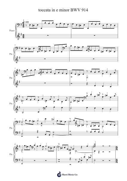 Toccata in E Minor, BWV 914 โน้ตเพลงโดย Johann Sebastian Bach-Arr.Steyule Lanceac