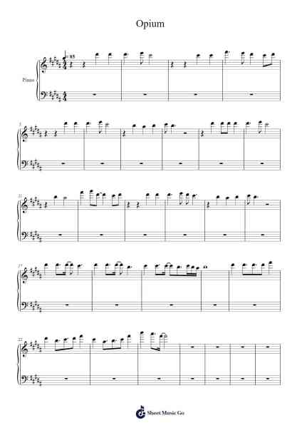 Opium Sheet Music by mili-Arr.Francesphrey Faholmes