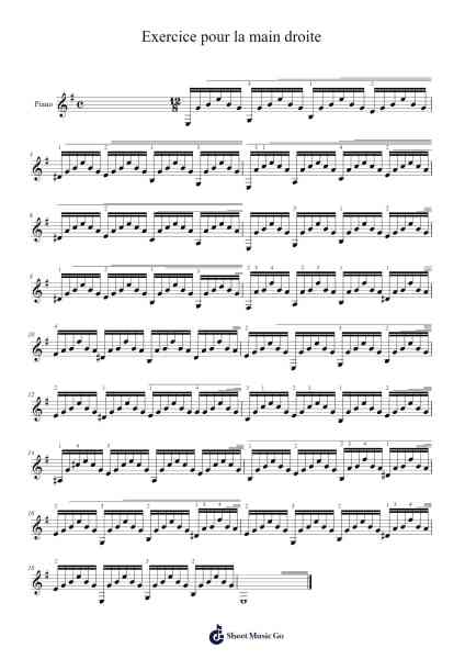 Exercice pour la main droite Sheet Music by Dionisio Aguado-Arr.Kirkwen Meldell