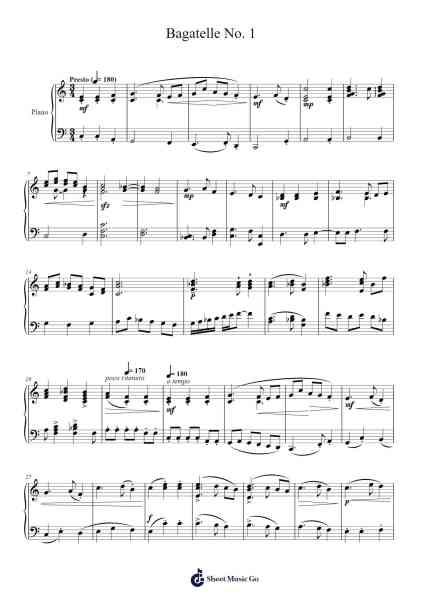 Bagatelle No. 1 Sheet Music by Beautle-Arr.Chloemen O'Cazie