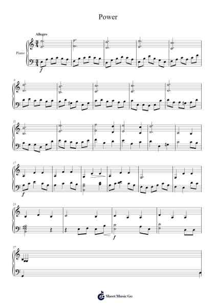 Power Sheet Music by Yeral-Arr.Hula