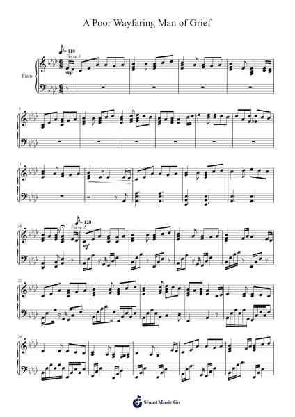A Poor Wayfaring Man of Grief Sheet Music by undefined-Arr.Jonric