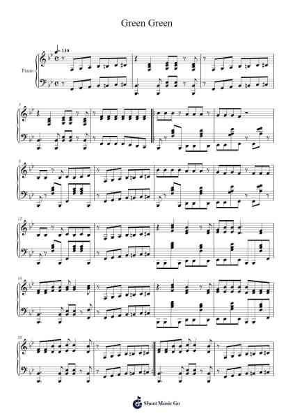 Green Green Sheet Music by undefined-Arr.Demplis