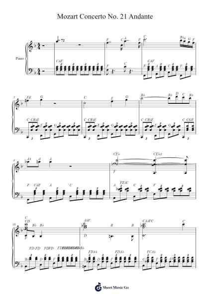 Piano Concerto No. 21 in C Major, K. 467: II. Andante Sheet Music by undefined-Arr.Yvettenat Iveshall