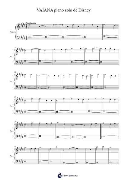 Vaiana Sheet Music by S. Hermand-Arr.Popdict Greyburns