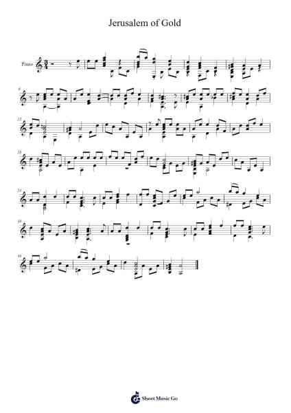 Jerusalem of Gold Sheet Music by Naomi Shemer-Arr.Sampridge Yvettejill