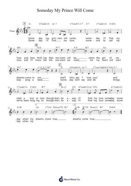 Someday My Prince Will Come Sheet Music by Frank Churchill-Arr.Detio Gemlo