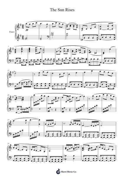 The Sun Rises Sheet Music by Kondou Rei/Kaida Akira-Arr.Tesssaul