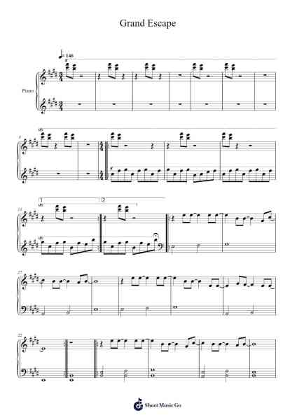 Grand Escape Sheet Music by Yojiro Noda-Arr.Jawild