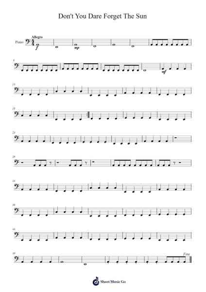 Don't You Dare Forget The Sun Sheet Music by Get Scared-Arr.Huttling Blithebelle