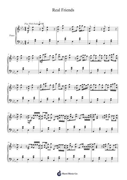 Real Friends Sheet Music by Lynbes-Arr.Toutchill
