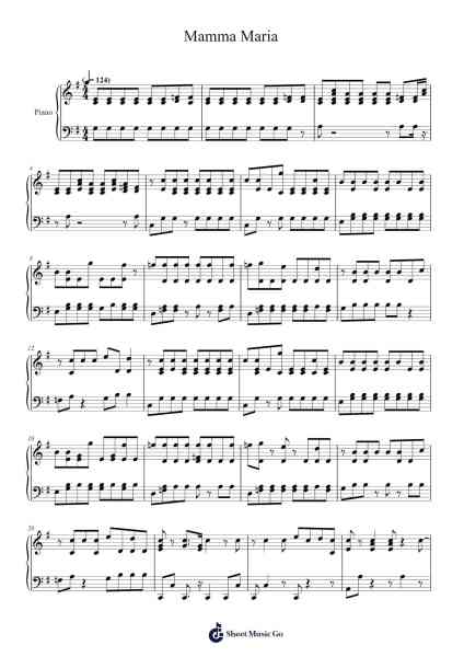 Mamma Maria Sheet Music by Ricchi e Poveri-Arr.Webbjohn Zafy