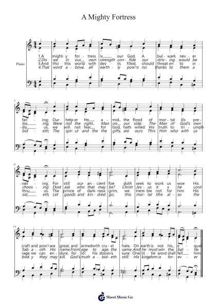 Ein feste Burg ist unser Gott Sheet Music by Martin Luther-Arr.Blithediah
