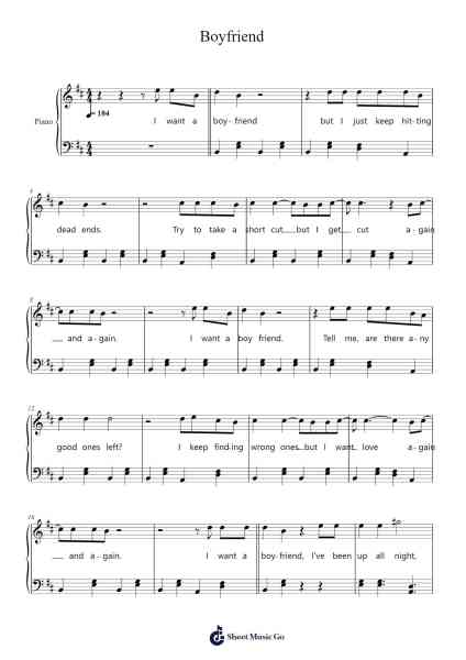 Boyfriend Sheet Music by Salvador-Arr.Gregrace Glennjob
