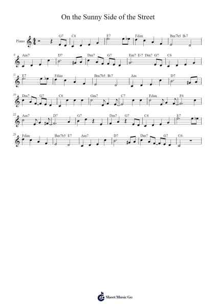 On the sunny side of the street Sheet Music by Jimmy McHugh-Arr.Lynzoe Haybob