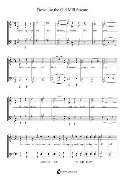 Down by the Old Mill Stream Sheet Music by Tell Taylor-Arr.Odefred