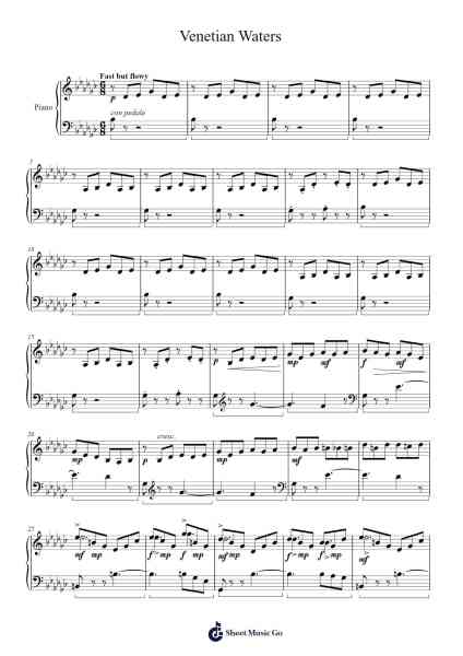 Venetian Waters Sheet Music by Jonathan Riley-Arr.Sinrin Sibylnice