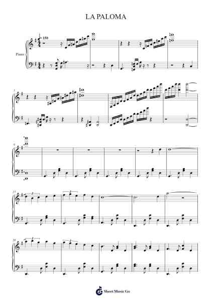LA PALOMA Sheet Music by Sebastián Iradier-Arr.Pearroe