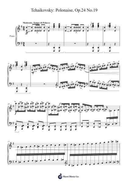Polonaise in B-flat minor, Op. 24 No. 19 - For Piano Solo Sheet Music by Pyotr Ilyich Tchaikovsky-Arr.Earlfay Joyceraine