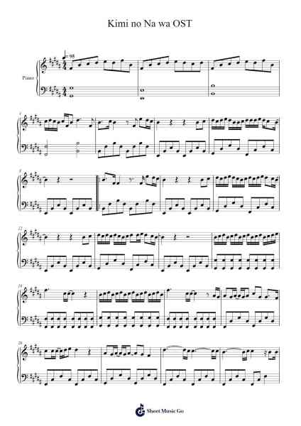 Kimi no Na wa OST Musica per pianoforte di Zepeare Faynold - Arr.Hobjeames