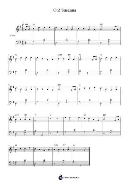 Oh! Susanna Sheet Music by Stephen Foster-Arr.Asdict
