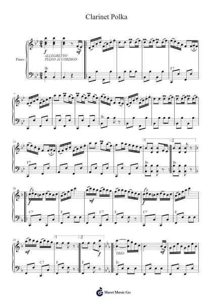 Clarinet Polka Sheet Music by Karol Namyslowski-Arr.Cookje