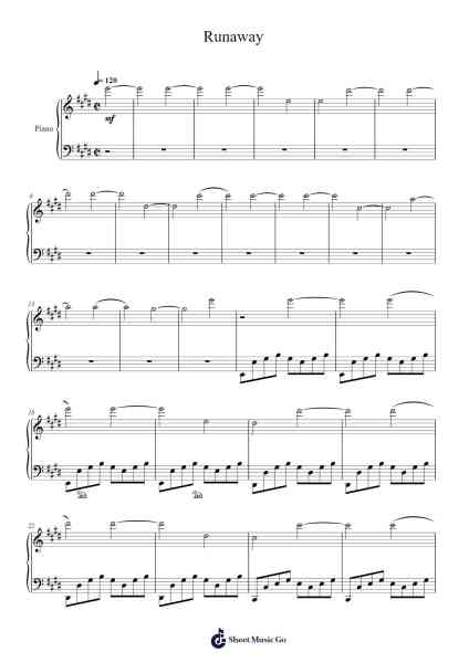 Runaway Sheet Music by Kanye West-Arr.Cookjoe