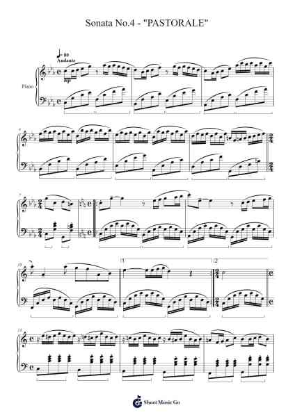 Sonata No.4 - PASTORAL Sheet Music by Olivier Toussaint-Arr.Colhill Crichjo