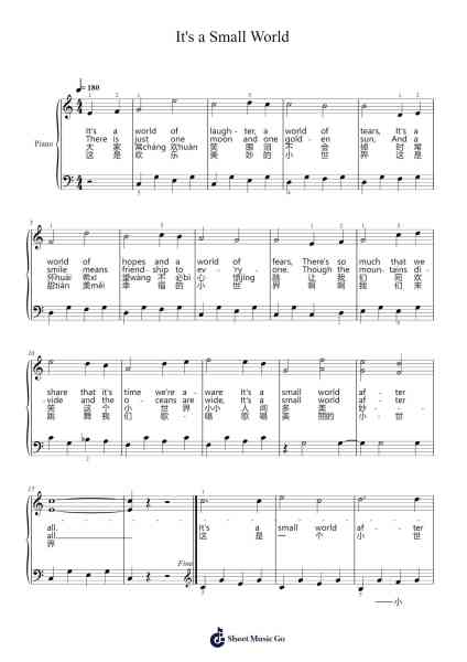 It's a Small World Sheet Music by Disney-Arr.Mewood Teries